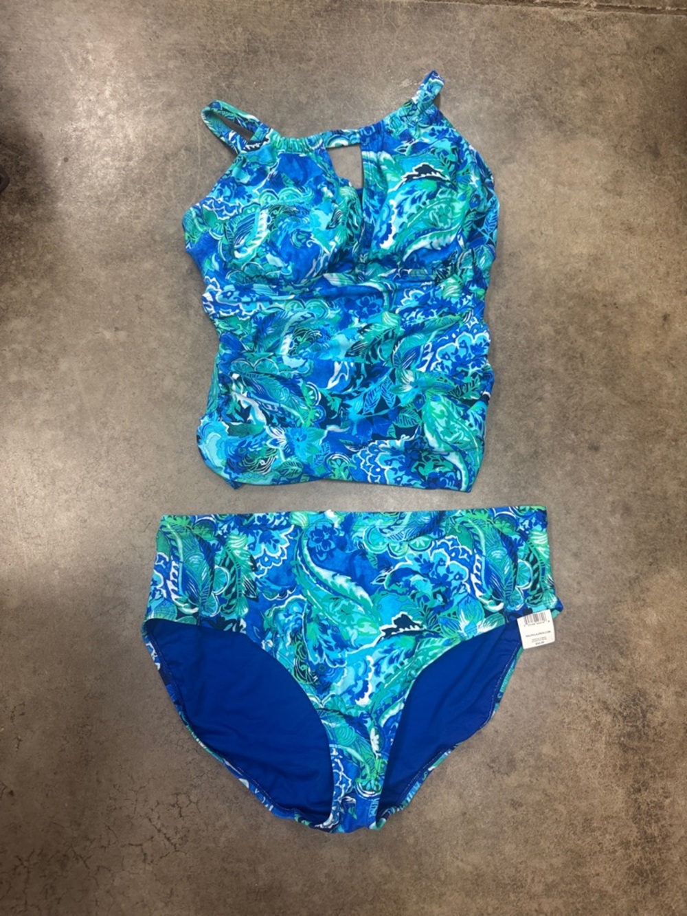 Ralph Lauren Blue & Teal Paisley Tankini Bikini Set